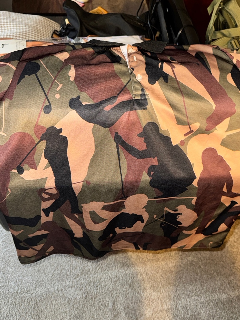Men’s Golf camo polo shirt size xl - Olive Multi
